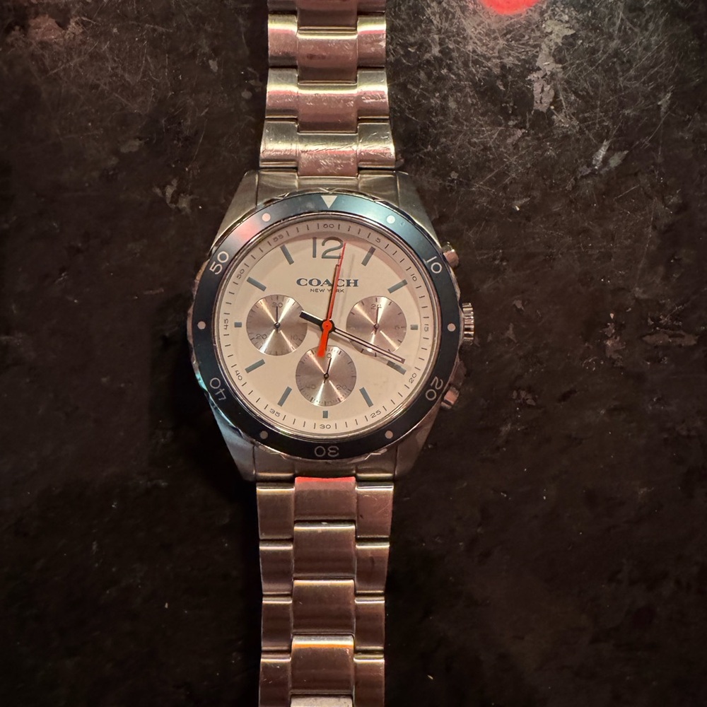 Coach Silver Watch with White Dial